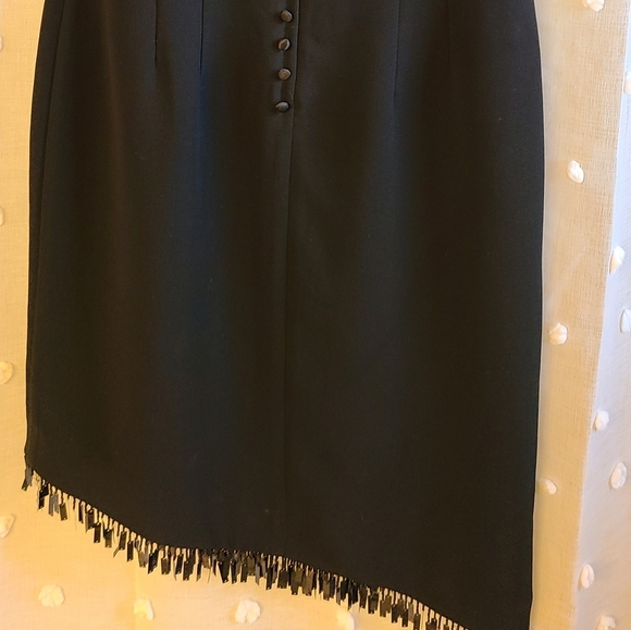 Vintage 90s 6 Asymmetrical Black Cocktail Dress Sequins Formal size 6 - Picture 4 of 10